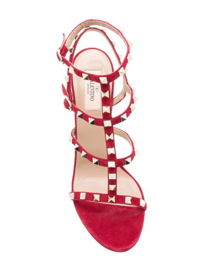 Shop Valentino Garavani Rockstud Strappy Stiletto Heels In Red