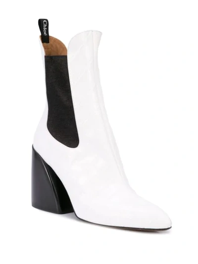 Shop Chloé Wave Ankle Boots In White
