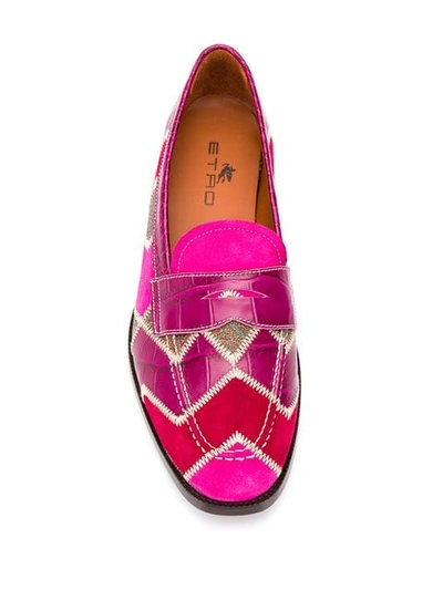 Shop Etro Colour Block Loafers - Pink