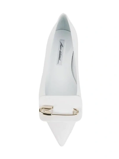 Shop Brian Atwood Safety Pin Detail Ballerinas - White
