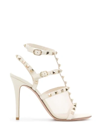 Shop Valentino Rockstud Sandals In White
