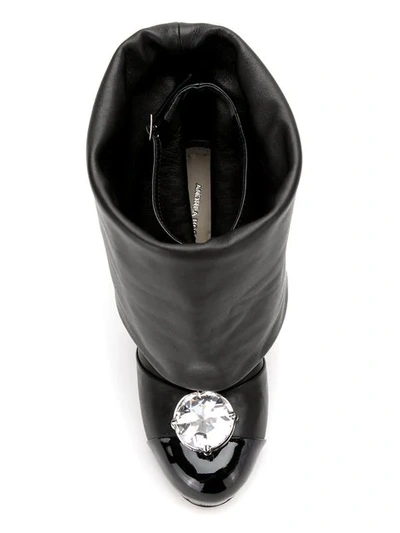 Shop Andrea Bogosian Foldover Crystal Stud Boots In Black