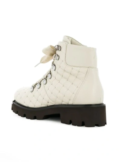Shop Baldinini Quilted Studded Ankle Boots In Neutrals