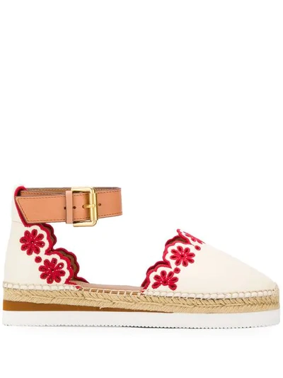 Shop See By Chloé Broderie Anglaise Espadrilles In White