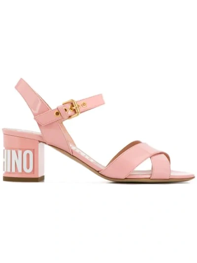 Shop Moschino Chunky Heel Sandals In Pink