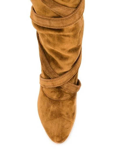 Shop Saint Laurent Over The Knee Boots In Brown