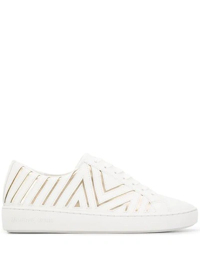 Shop Michael Kors Collection Lazer Cut Sneakers - White