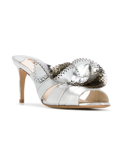 Shop Sophia Webster Soleil Metallic Mules In Grey