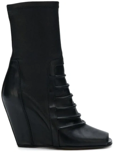 Shop Rick Owens Wedge Ankle Boots In Black