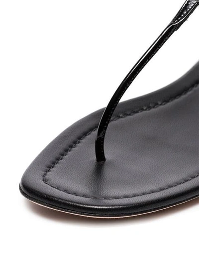 Shop Prada Black Patent Leather Thong Sandals