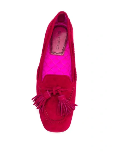 Shop Etro Tassel Embellished Loafers In Red