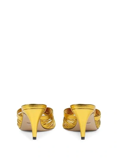 Shop Gucci Knot Detail Sandals In Gold