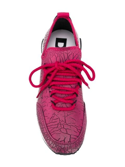 Shop Diesel Crack Print Low-top Sneakers In Pink