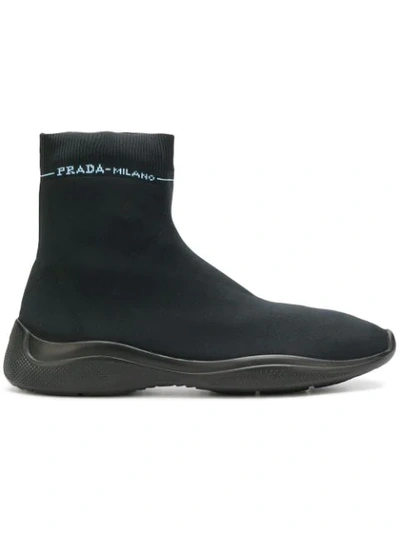 Shop Prada Slip-on Print Sneakers - Black