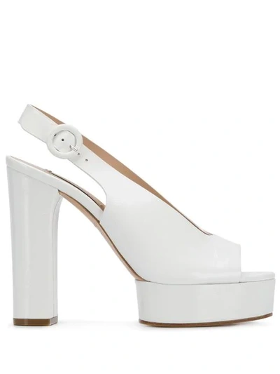 Shop Casadei Platform Slingback Sandals In White