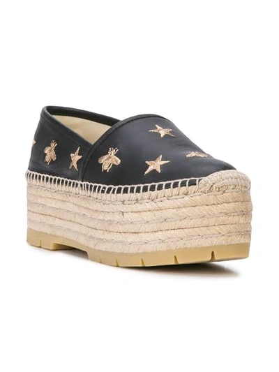 Shop Gucci Bee And Star Embroidered Espadrilles In Black