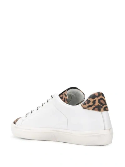 Shop Leather Crown Leopard Detail Sneakers In White