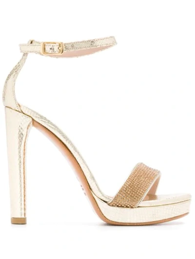 Shop Albano Sequinned Strap Sandals In Gold
