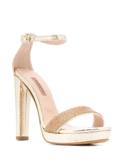 Shop Albano Sequinned Strap Sandals In Gold