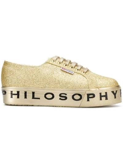 Shop Philosophy Di Lorenzo Serafini Superga Flatform Glitter Sneakers In Metallic