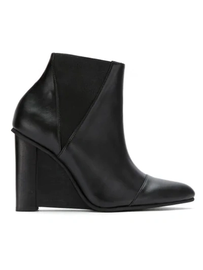 Shop Studio Chofakian Leather Wedge Boots In Black