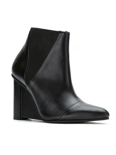 Studio Chofakian Leather Wedge Boots In Black