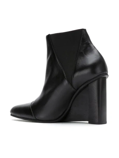 Studio Chofakian Leather Wedge Boots In Black