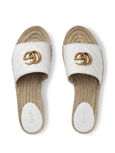 Shop Gucci Leather Espadrille Sandal In 9014 White