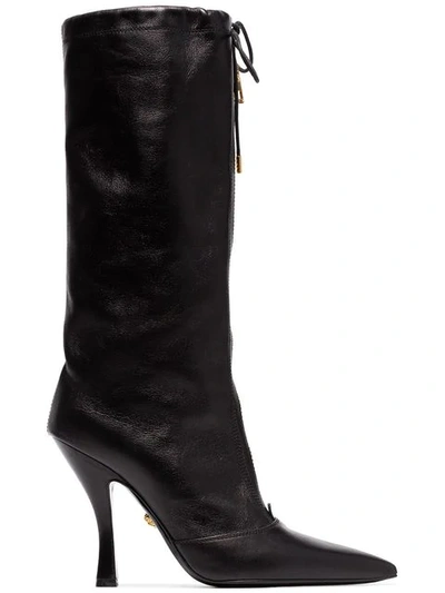 Shop Versace Mid-calf Zip Boots In Black