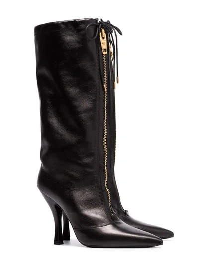 Shop Versace Mid-calf Zip Boots In Black