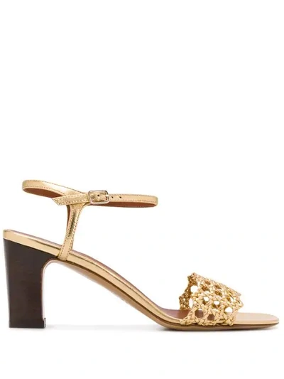 Shop Michel Vivien Braided Strap Sandals In Gold