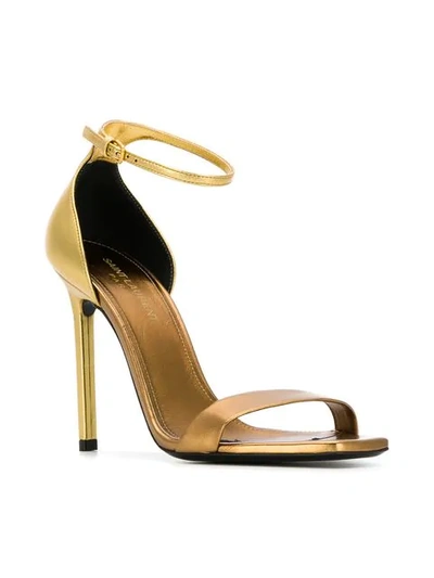 Shop Saint Laurent Amber 105 Sandals In Metallic