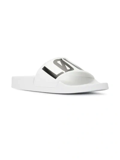 Shop Red Valentino Red(v) Encrypted Love Notes Slides In White