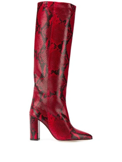 Shop Paris Texas Snakeskin Effect Boots In Red