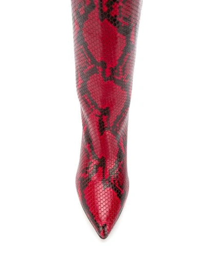 Shop Paris Texas Snakeskin Effect Boots In Red