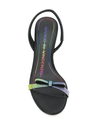 Shop Marco De Vincenzo Rainbow Strass Crystal Bow 65 Sandals In Black
