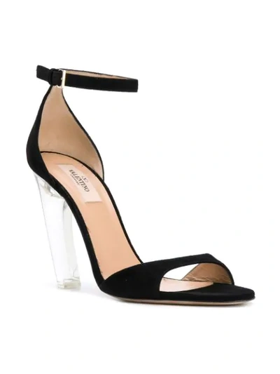 Shop Valentino Garavani Velvet Open Toe Ankle Strap Sandals - Black