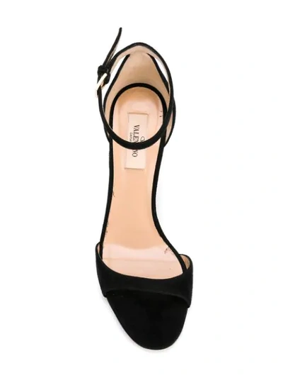 Shop Valentino Garavani Velvet Open Toe Ankle Strap Sandals - Black