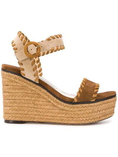 Shop Jimmy Choo Abigail Wedge Sandals In Neutrals