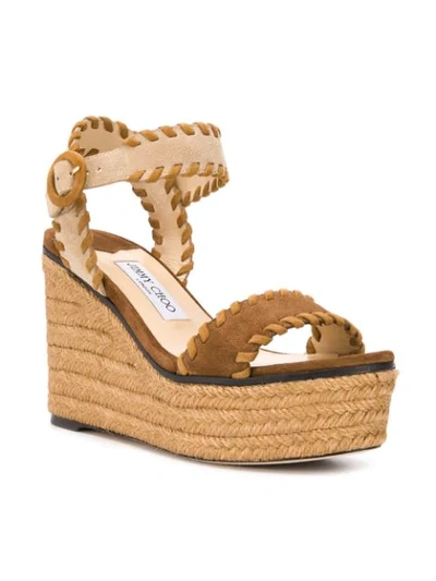 Shop Jimmy Choo Abigail Wedge Sandals In Neutrals