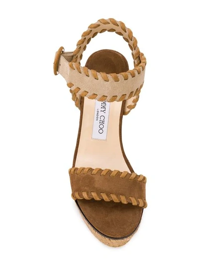 Shop Jimmy Choo Abigail Wedge Sandals In Neutrals