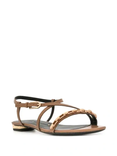Shop Stella Luna Chain Strap Sandals In Brown