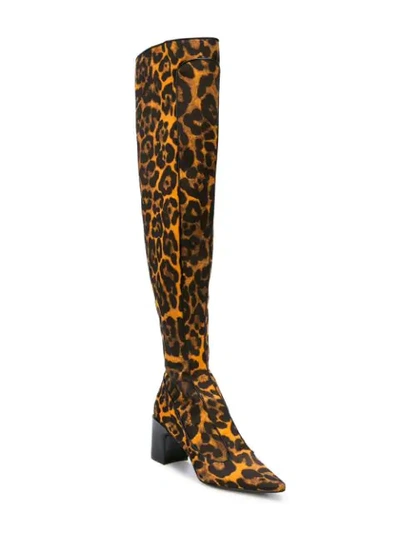 Shop Fabrizio Viti Leopard-print Knee Boots In Black