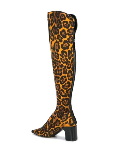 Shop Fabrizio Viti Leopard-print Knee Boots In Black