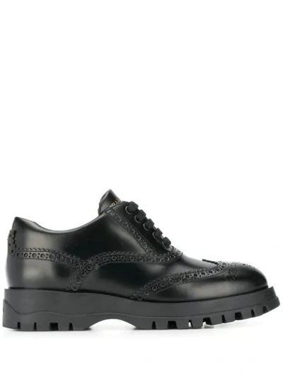 Shop Prada Brogue Trainers In Black