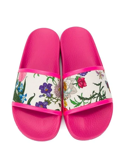 GUCCI FLORAL SLIDES - 粉色