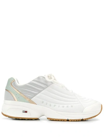 Shop Tommy Hilfiger Side Quilted Sneakers In White