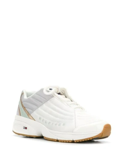 Shop Tommy Hilfiger Side Quilted Sneakers In White