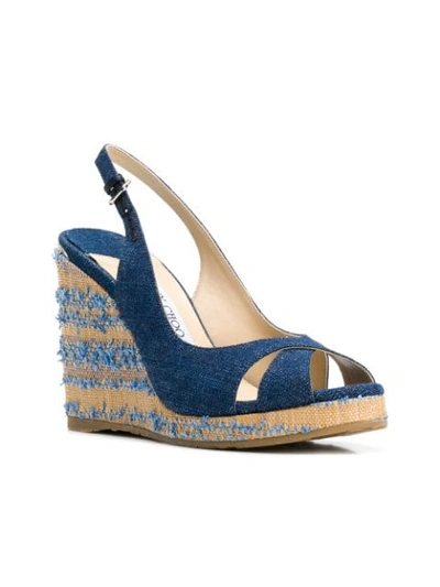 Shop Jimmy Choo Amely 105 Denim Sandals In Blue