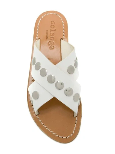 Shop Solange Studded Sandals In White